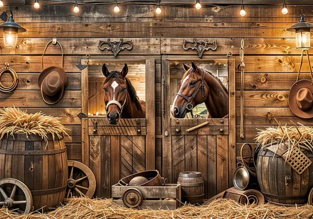 Toile western Piko Event | Photo toile d'ambiance western / étable pour photobooth